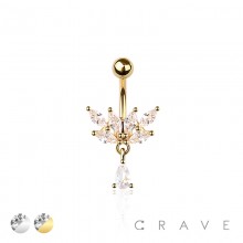 316L SURGICAL STEEL MULTI MARQUISE CZ WING DANGLE ROUND CZ BELLY BUTTON NAVEL RING  316L SURGICAL STEEL MULTI MARQUISE CZ WING DANGLE ROUND CZ BELLY BUTTON NAVEL RING